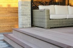 Interlocking patio, outdoor deck lighting, composite deck, outdoor privacy wall